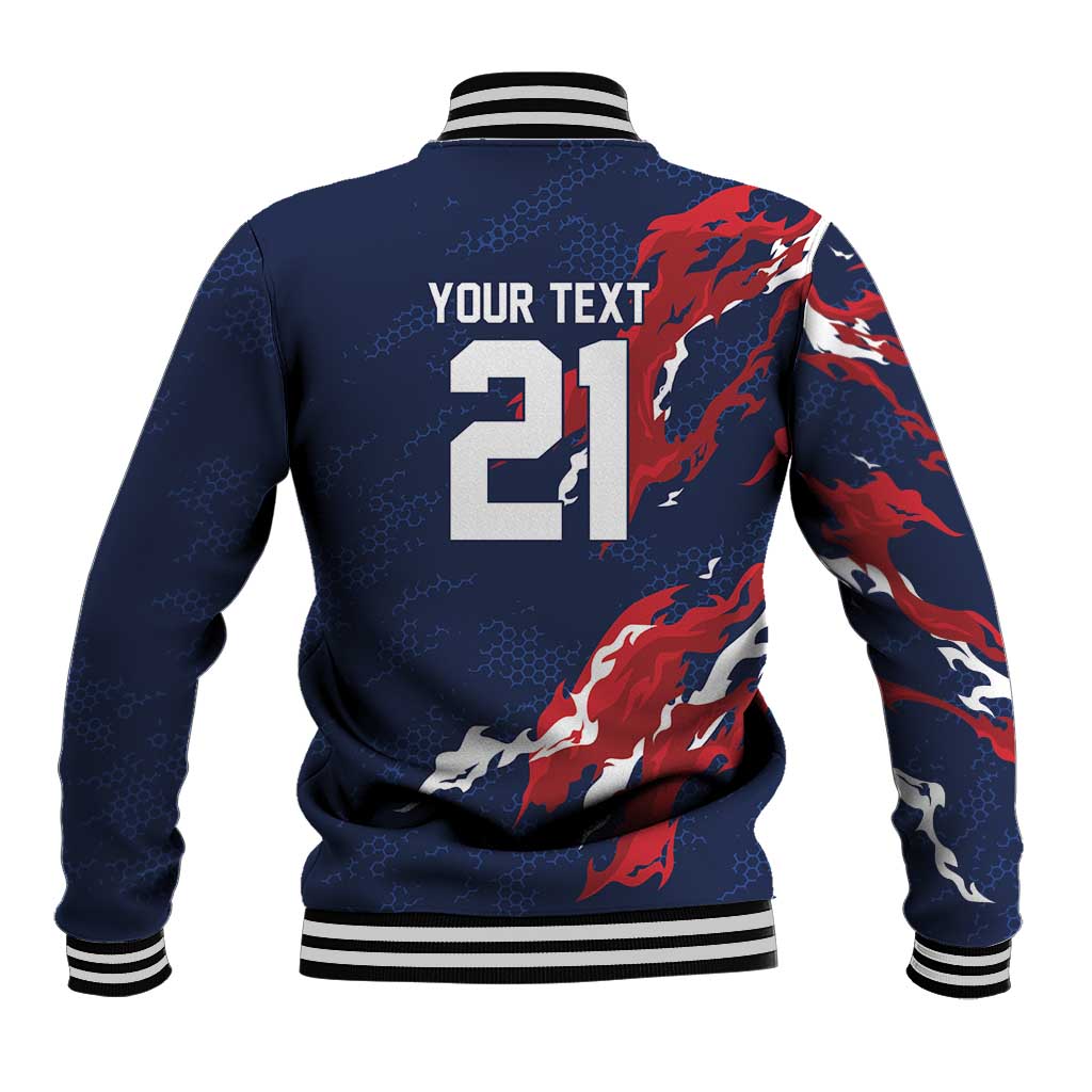 Custom France Rugby Pride Baseball Jacket XV de France Flame Fire Style