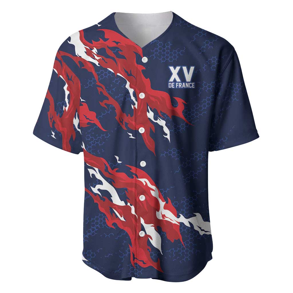 Custom France Rugby Pride Baseball Jersey XV de France Flame Fire Style