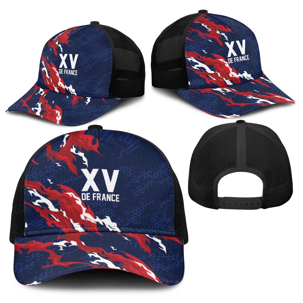 France Rugby Pride Baseball Net Cap XV de France Flame Fire Style