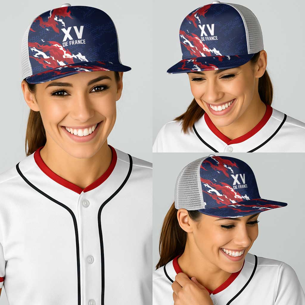 France Rugby Pride Baseball Net Cap XV de France Flame Fire Style