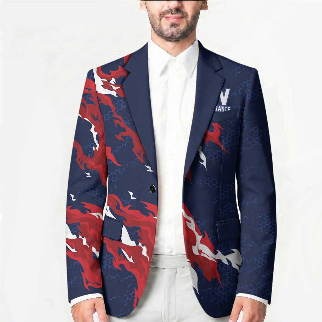 Custom France Rugby Pride Blazer XV de France Flame Fire Style