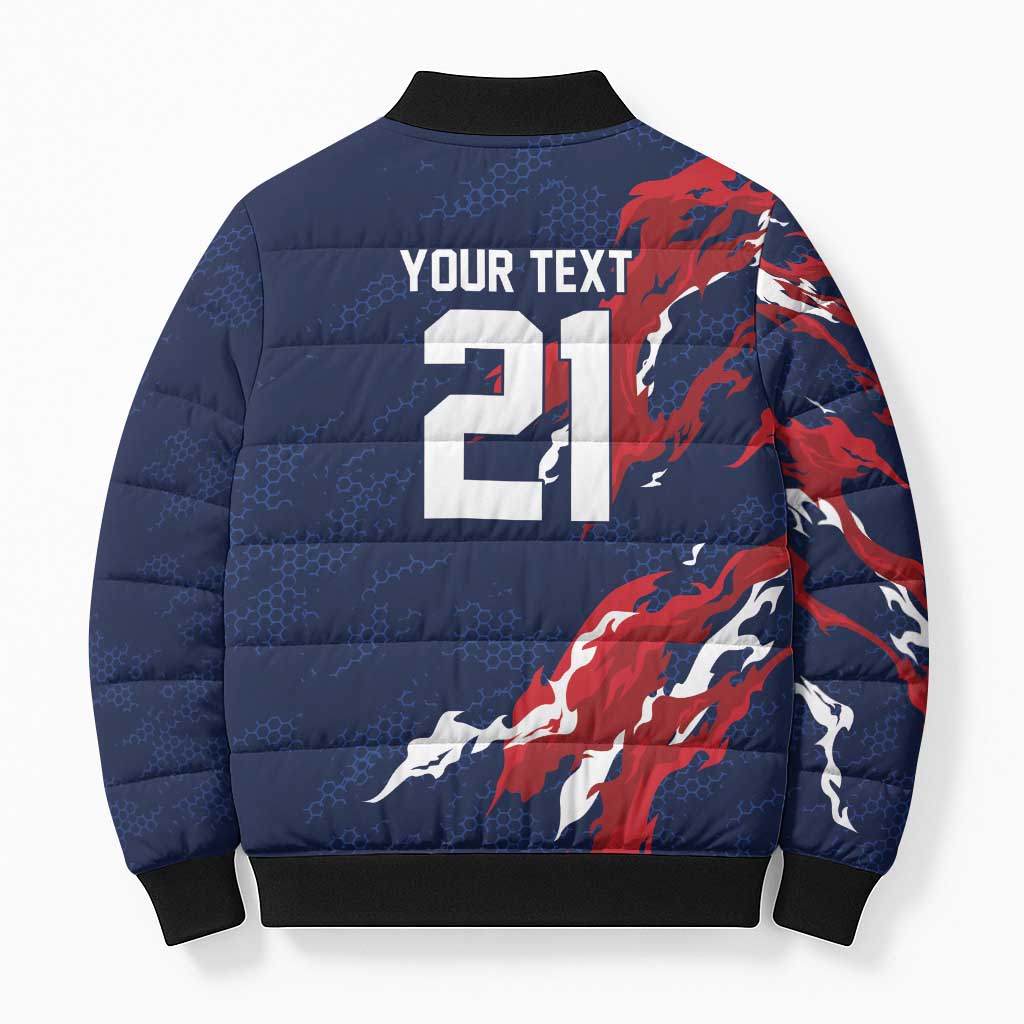 Custom France Rugby Pride Bomber Puffer Jacket XV de France Flame Fire Style
