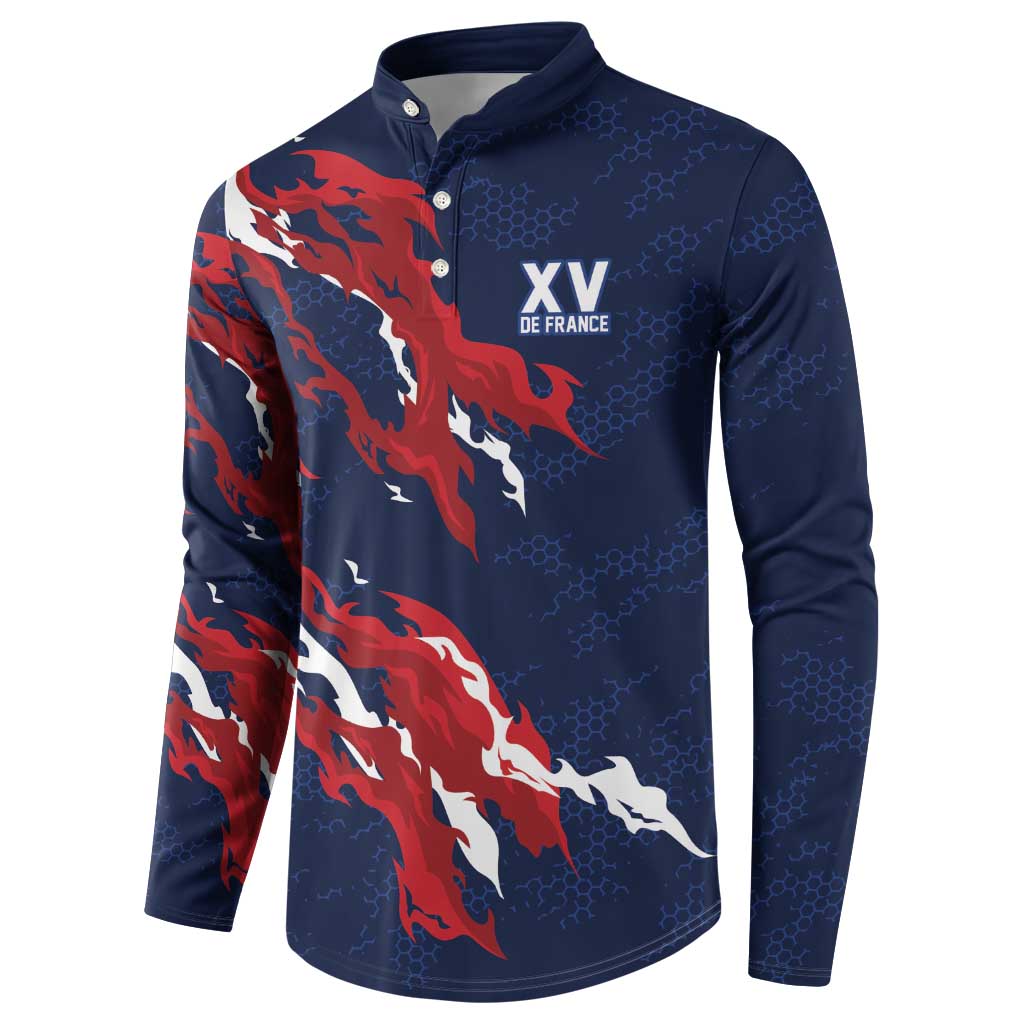 Custom France Rugby Pride Button Sweatshirt XV de France Flame Fire Style
