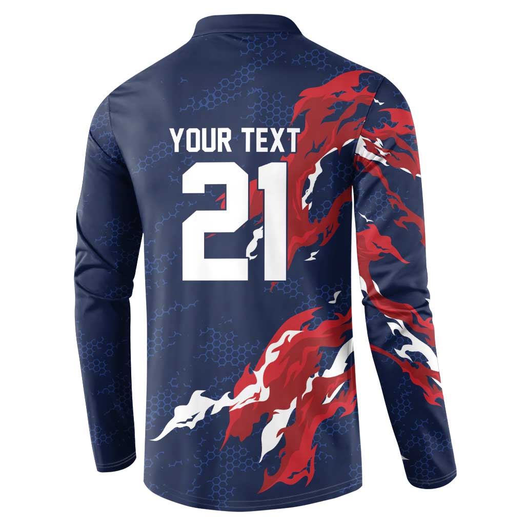 Custom France Rugby Pride Button Sweatshirt XV de France Flame Fire Style