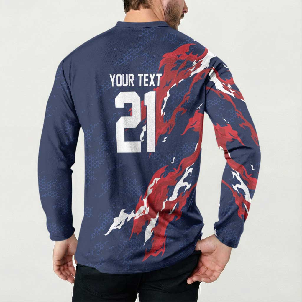 Custom France Rugby Pride Button Sweatshirt XV de France Flame Fire Style