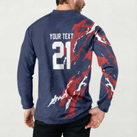 Custom France Rugby Pride Button Sweatshirt XV de France Flame Fire Style