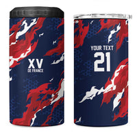 Custom France Rugby Pride 4 in 1 Can Cooler Tumbler XV de France Flame Fire Style