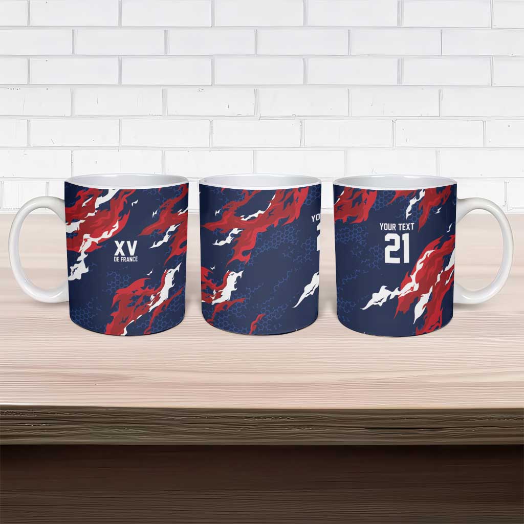 Custom France Rugby Pride Ceramic Mug XV de France Flame Fire Style
