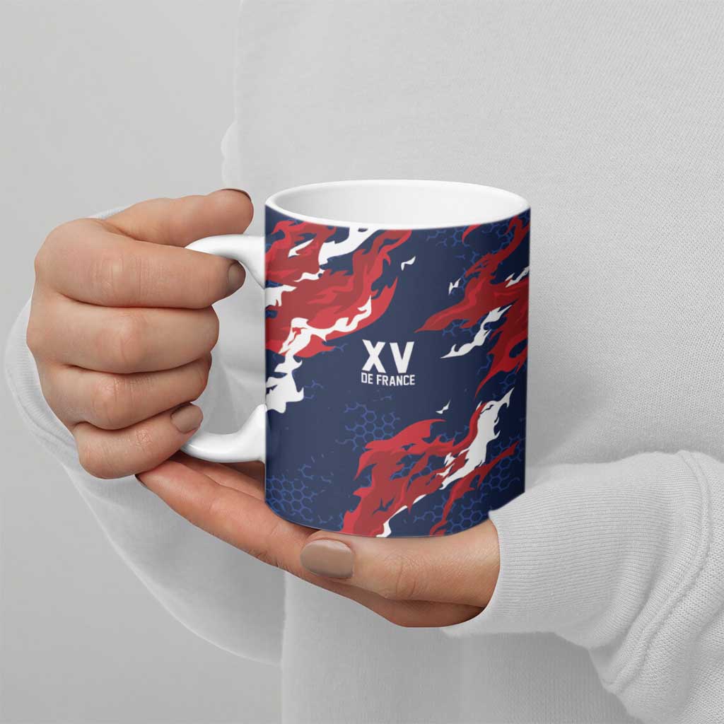 Custom France Rugby Pride Ceramic Mug XV de France Flame Fire Style