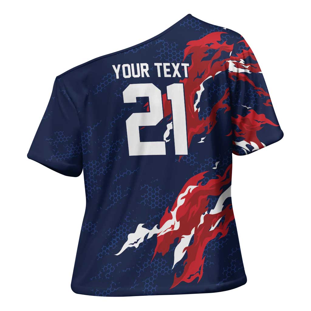 Custom France Rugby Pride Cross Shoulder Shirt XV de France Flame Fire Style