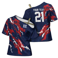 Custom France Rugby Pride Cross Shoulder Shirt XV de France Flame Fire Style