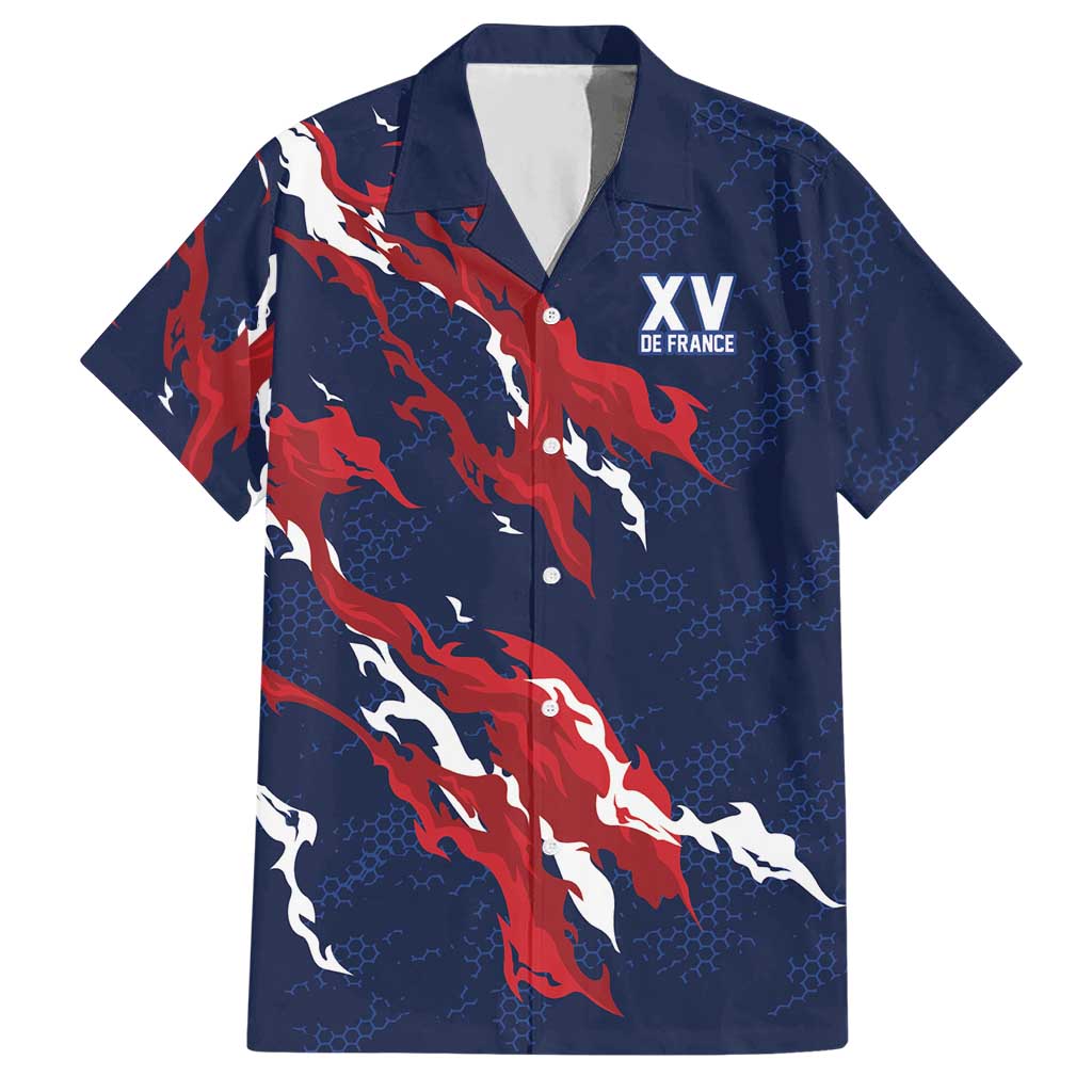 Custom France Rugby Pride Hawaiian Shirt XV de France Flame Fire Style