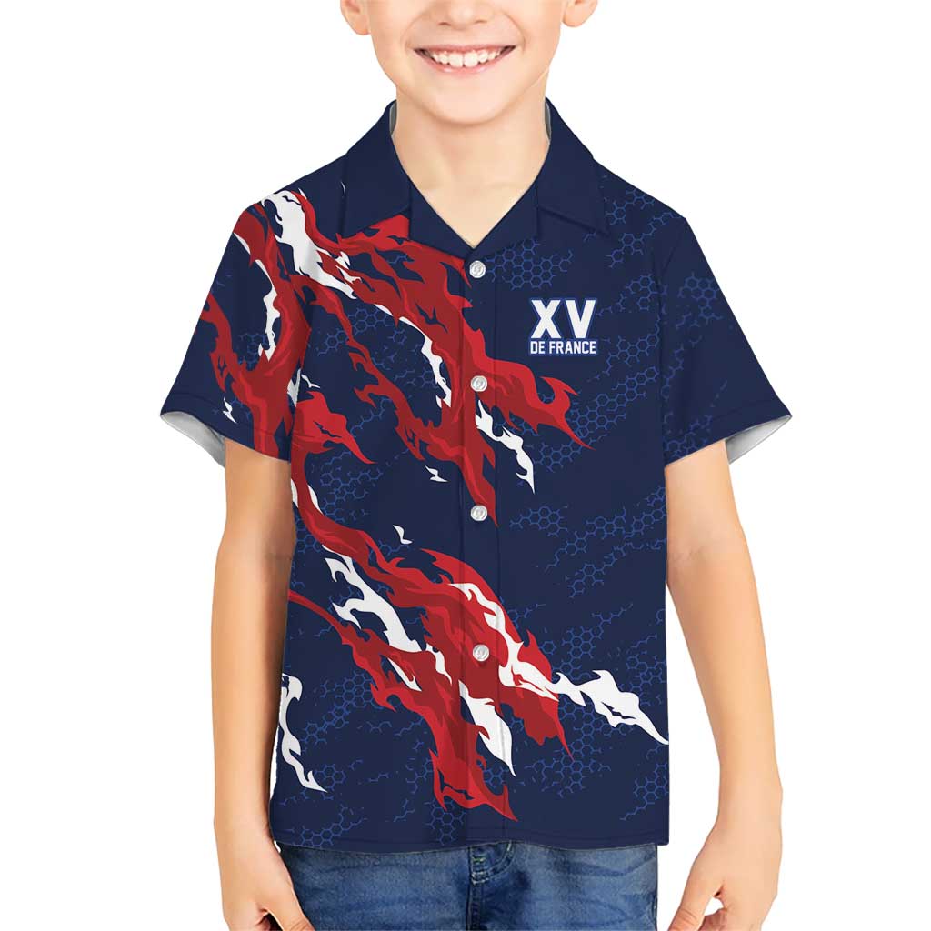Custom France Rugby Pride Hawaiian Shirt XV de France Flame Fire Style