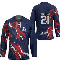Custom France Rugby Pride Hockey Jersey XV de France Flame Fire Style