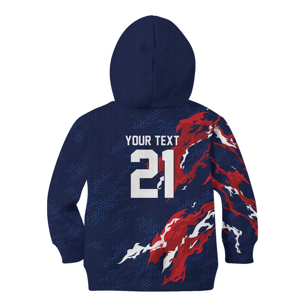 Custom France Rugby Pride Kid Hoodie XV de France Flame Fire Style