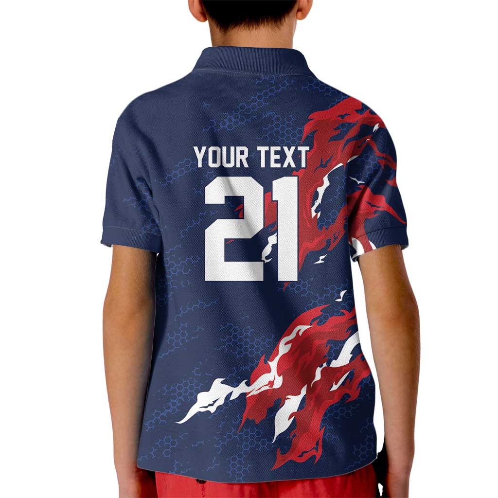 Custom France Rugby Pride Kid Polo Shirt XV de France Flame Fire Style