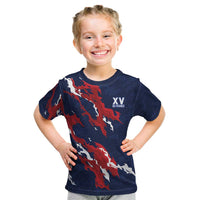 Custom France Rugby Pride Kid T Shirt XV de France Flame Fire Style