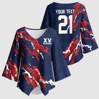 Custom France Rugby Pride Kimono Sleeve Blouse XV de France Flame Fire Style