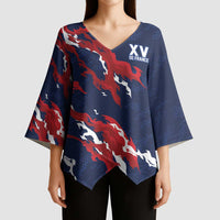Custom France Rugby Pride Kimono Sleeve Blouse XV de France Flame Fire Style