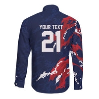 Custom France Rugby Pride Long Sleeve Button Shirt XV de France Flame Fire Style