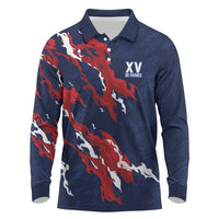 Custom France Rugby Pride Long Sleeve Polo Shirt XV de France Flame Fire Style