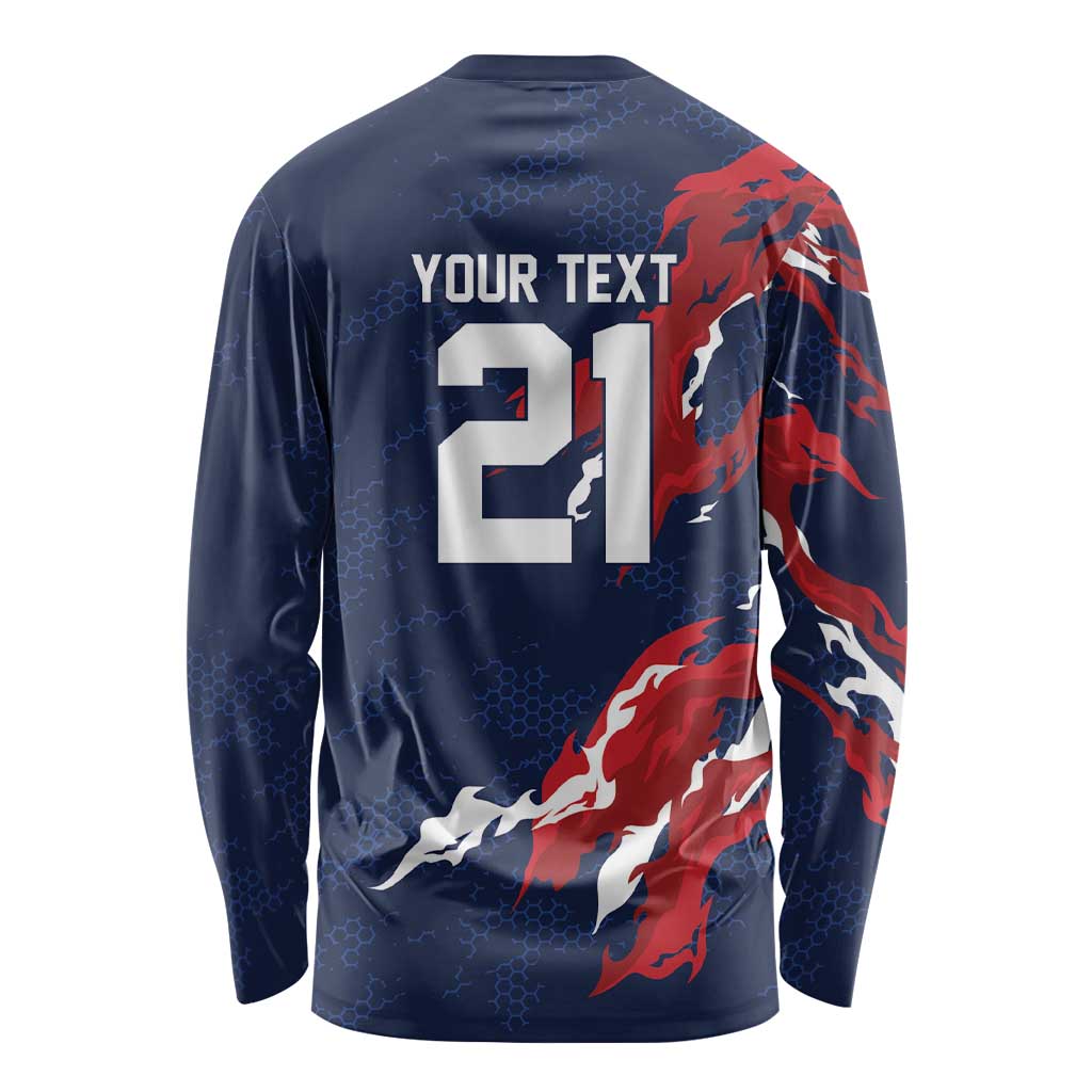 Custom France Rugby Pride Long Sleeve Shirt XV de France Flame Fire Style