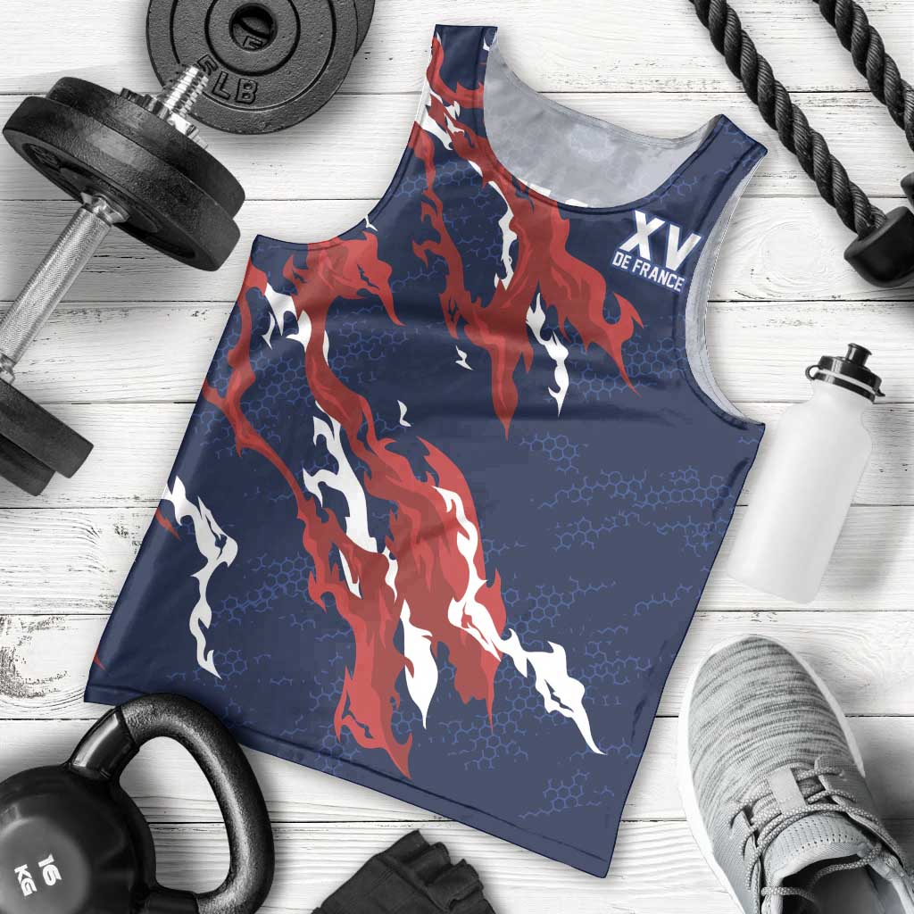 Custom France Rugby Pride Men Tank Top XV de France Flame Fire Style