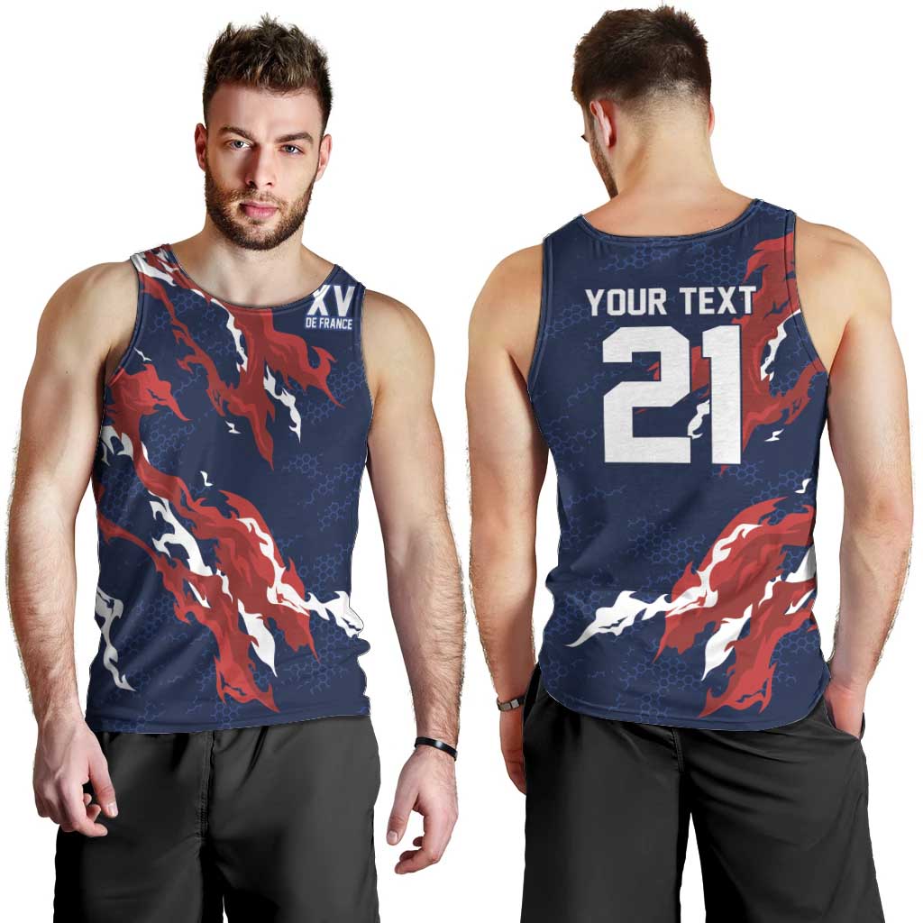 Custom France Rugby Pride Men Tank Top XV de France Flame Fire Style