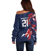 Custom France Rugby Pride Off Shoulder Sweater XV de France Flame Fire Style