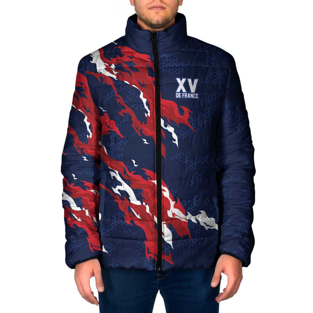 Custom France Rugby Pride Padded Jacket XV de France Flame Fire Style