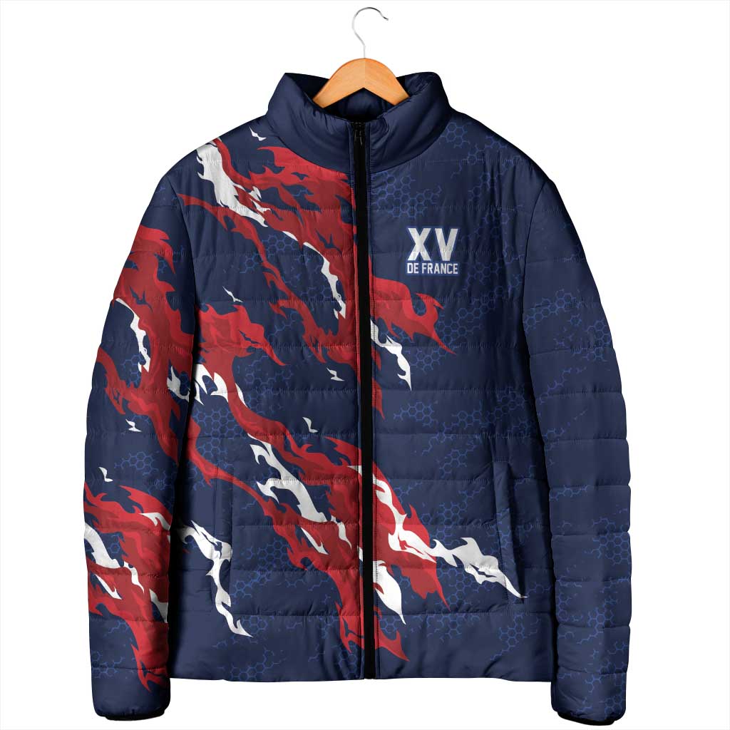 Custom France Rugby Pride Padded Jacket XV de France Flame Fire Style