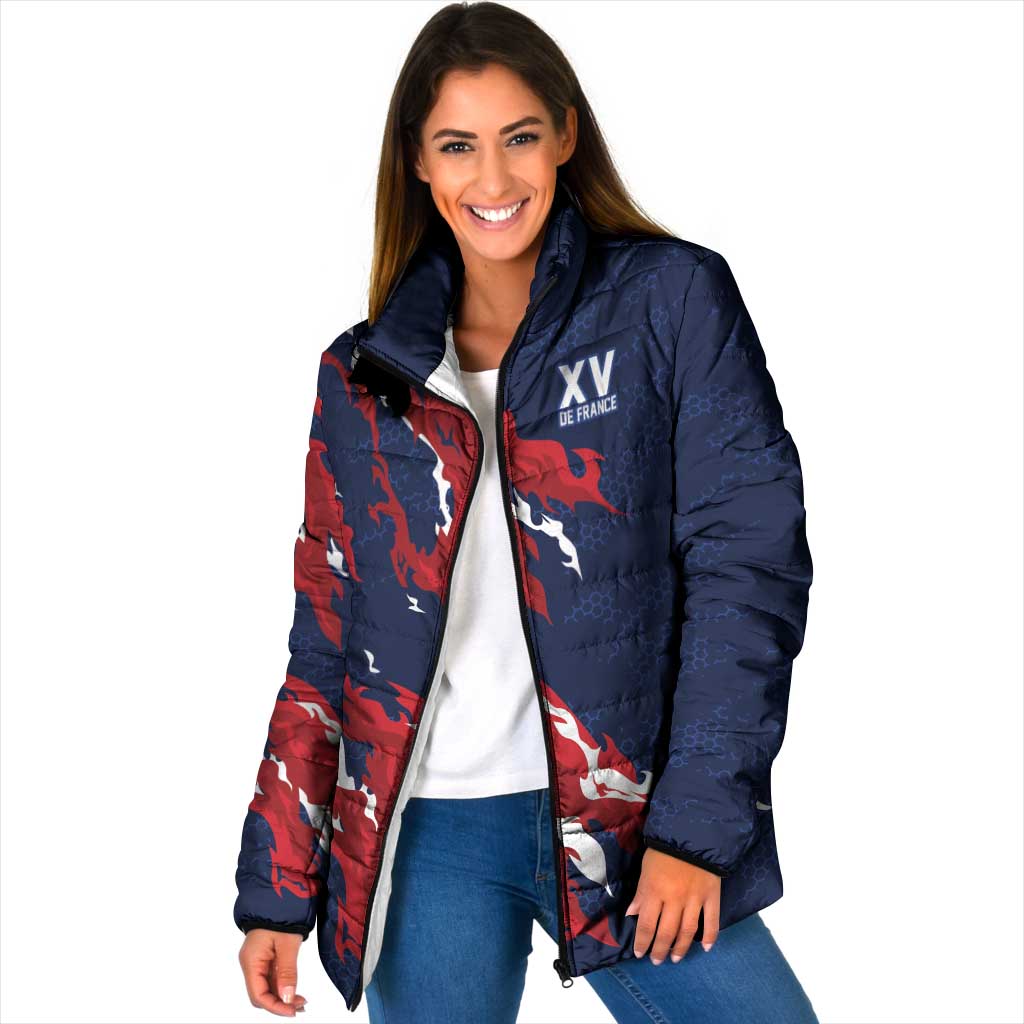 Custom France Rugby Pride Padded Jacket XV de France Flame Fire Style