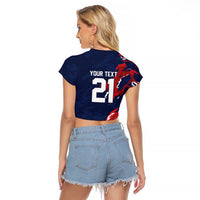 Custom France Rugby Pride Raglan Cropped T Shirt XV de France Flame Fire Style