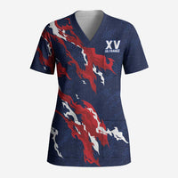 Custom France Rugby Pride Scrub Top XV de France Flame Fire Style