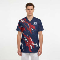 Custom France Rugby Pride Scrub Top XV de France Flame Fire Style
