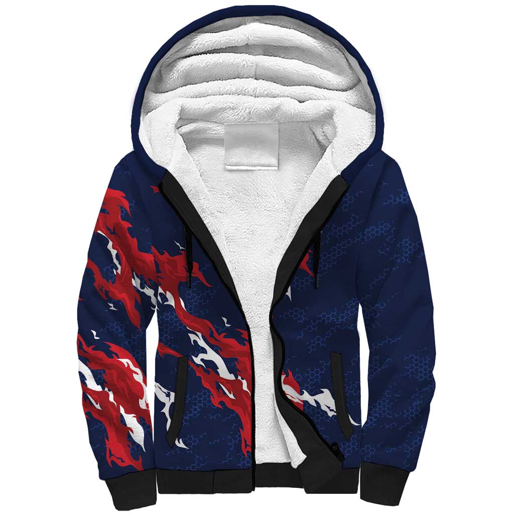 Custom France Rugby Pride Sherpa Hoodie XV de France Flame Fire Style