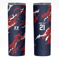 Custom France Rugby Pride Skinny Tumbler XV de France Flame Fire Style