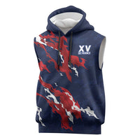 Custom France Rugby Pride Sleeveless Hoodie XV de France Flame Fire Style