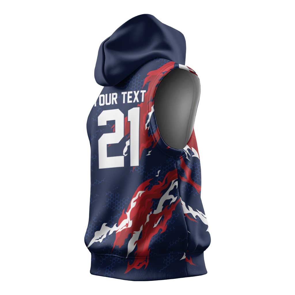 Custom France Rugby Pride Sleeveless Hoodie XV de France Flame Fire Style