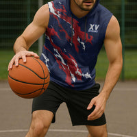 Custom France Rugby Pride Sleeveless Hoodie XV de France Flame Fire Style