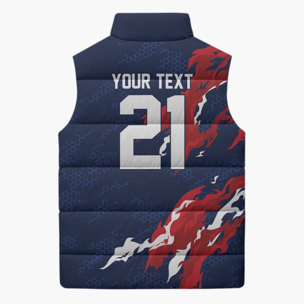 Custom France Rugby Pride Sleeveless Puffer Jacket XV de France Flame Fire Style