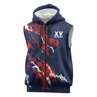 Custom France Rugby Pride Sleeveless Zip Hoodie XV de France Flame Fire Style
