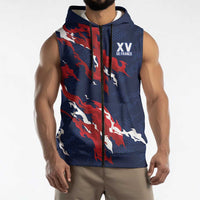 Custom France Rugby Pride Sleeveless Zip Hoodie XV de France Flame Fire Style
