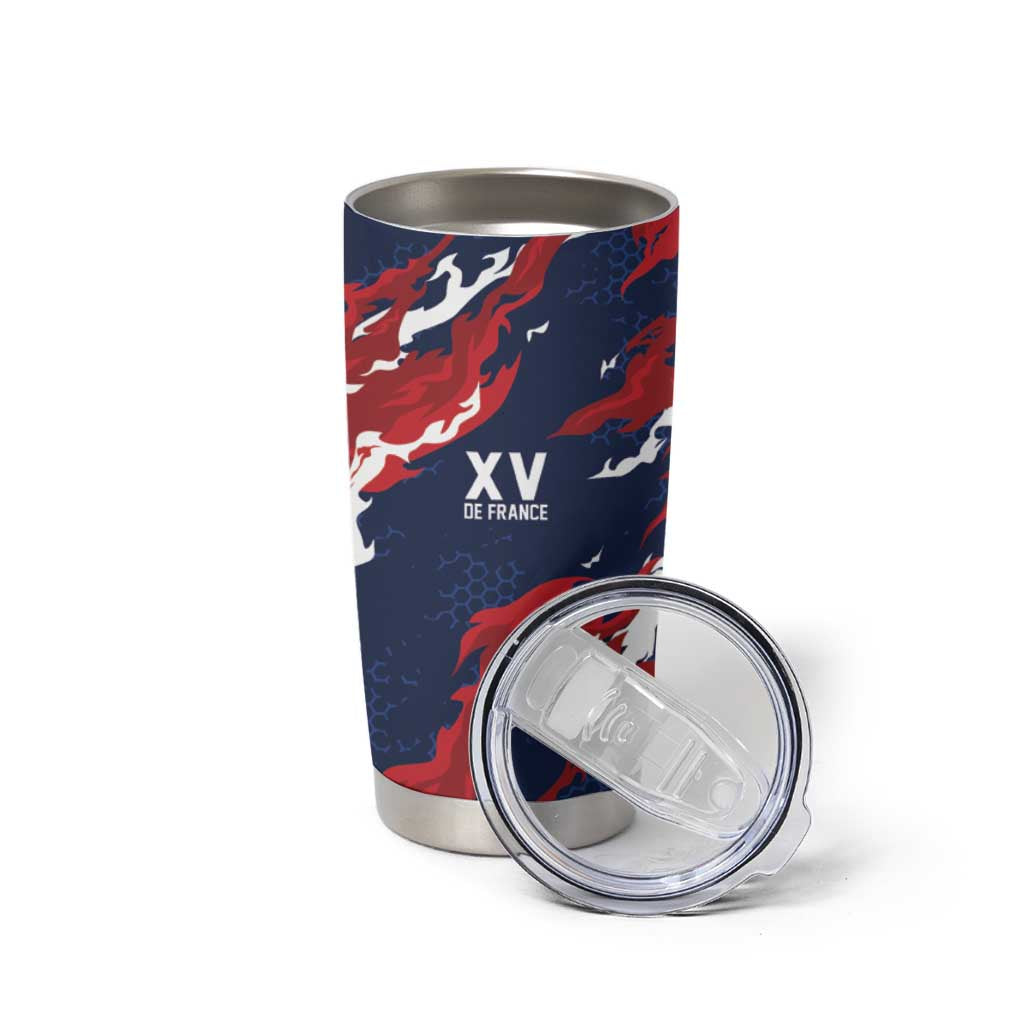 Custom France Rugby Pride Tumbler Cup XV de France Flame Fire Style
