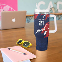 Custom France Rugby Pride Tumbler With Handle XV de France Flame Fire Style