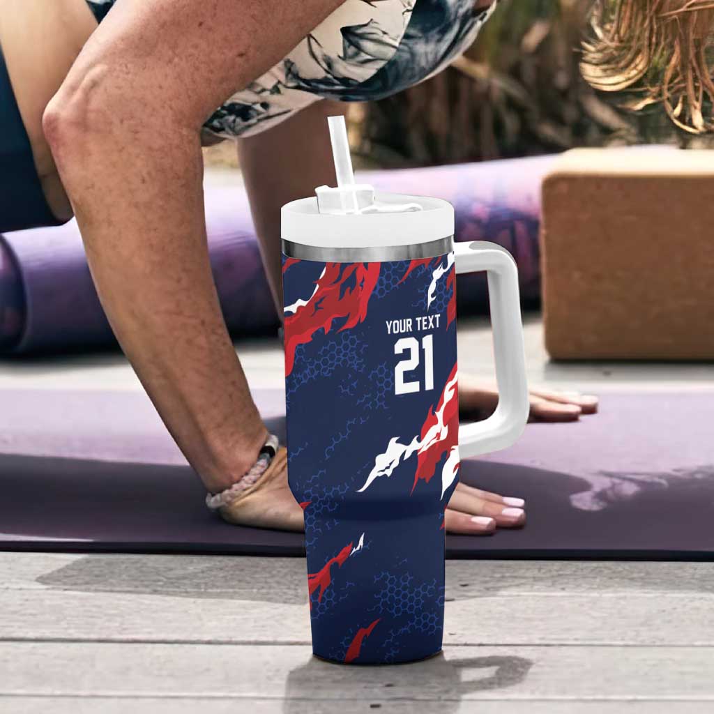 Custom France Rugby Pride Tumbler With Handle XV de France Flame Fire Style