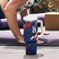 Custom France Rugby Pride Tumbler With Handle XV de France Flame Fire Style