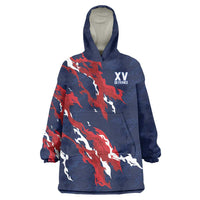 Custom France Rugby Pride Wearable Blanket Hoodie XV de France Flame Fire Style
