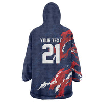 Custom France Rugby Pride Wearable Blanket Hoodie XV de France Flame Fire Style