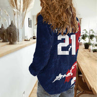 Custom France Rugby Pride Women Casual Shirt XV de France Flame Fire Style